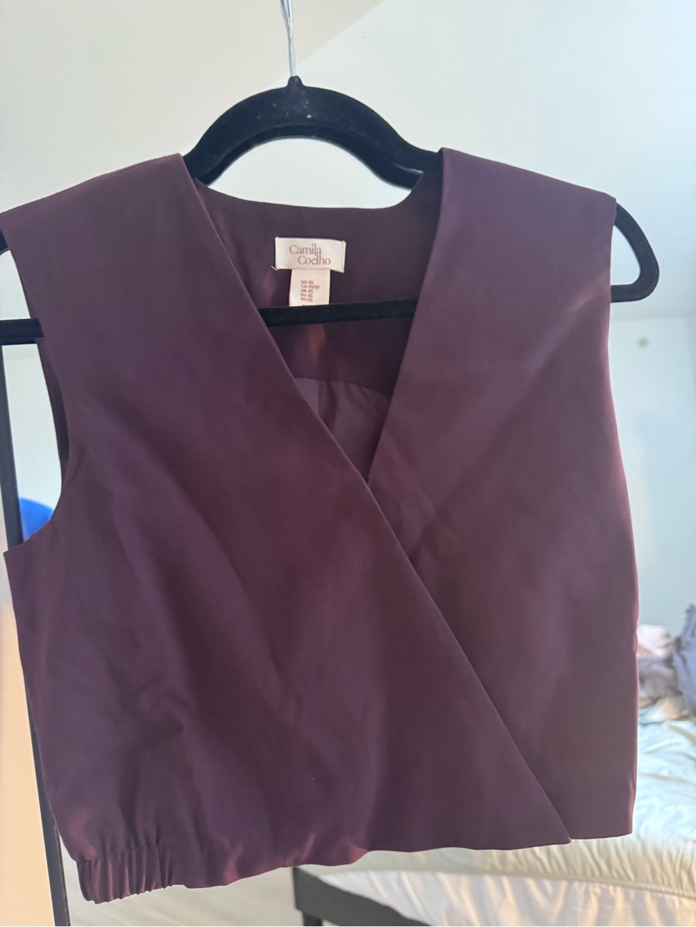 Camila Coelho Plum Sleeveless Wrap Crop Top